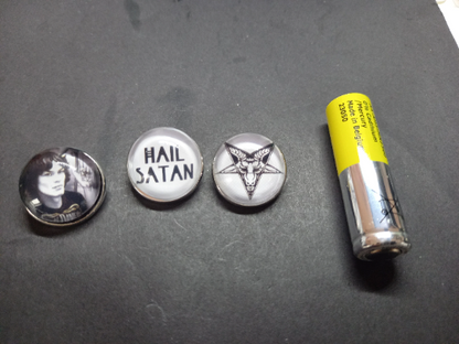 Goth Gothic Witchy American serial killer Richard Ramirez inspired "Night Stalker" Pin Badge set's