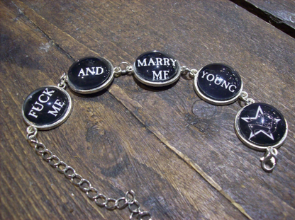 Bracelet, Floodland Sisters of Mercy inspired "Fuck Me And Marry Me Young"Gothic Witchy