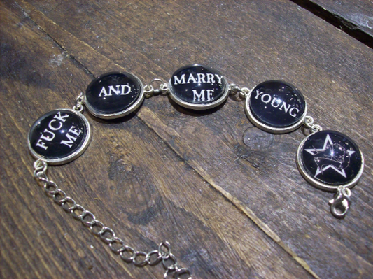 Bracelet, Floodland Sisters of Mercy inspired "Fuck Me And Marry Me Young"Gothic Witchy