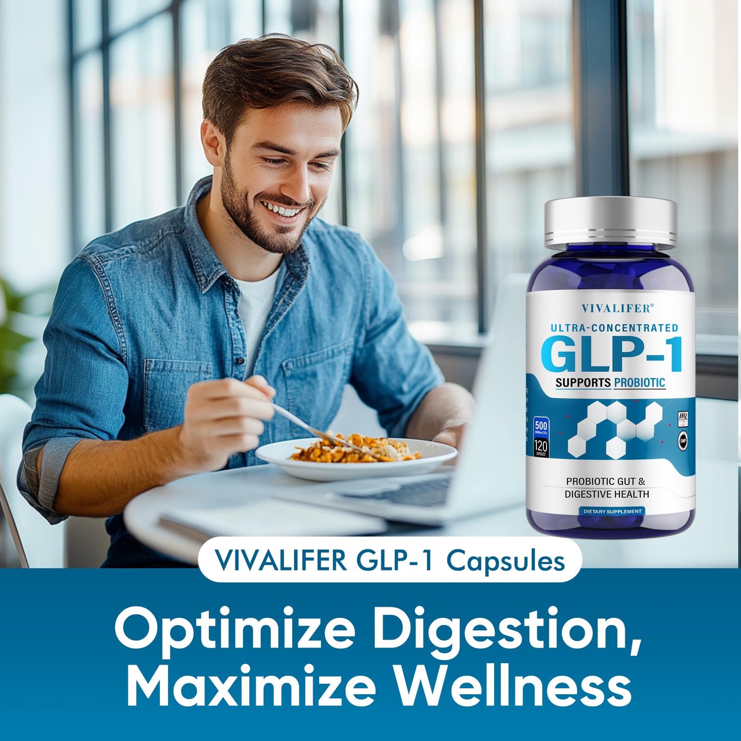 DQQI GLP-1 Booster: Akkermansia Probiotic, 120 Capsules | Metabolism & Gut Health