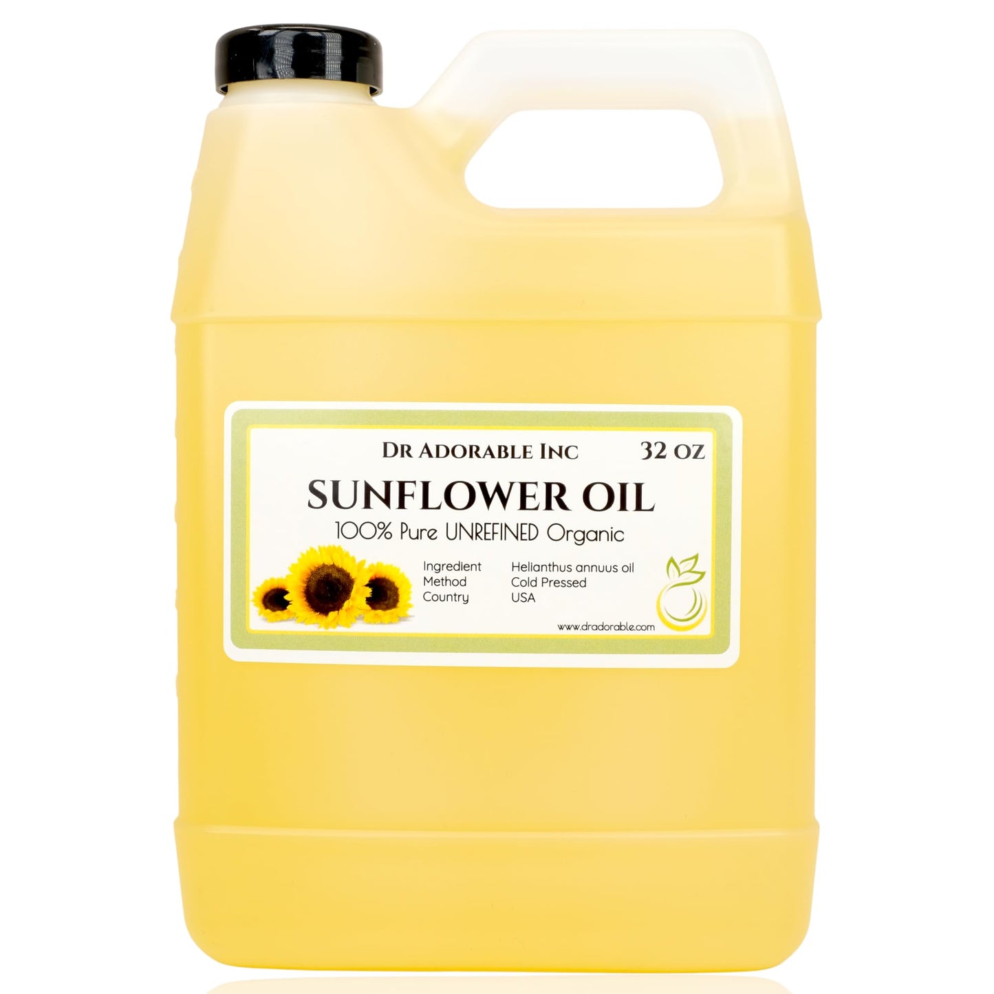 Dr Adorable - 32 oz Unrefined Sunflower Oil – 100% Pure, Organic, Cold-Pressed