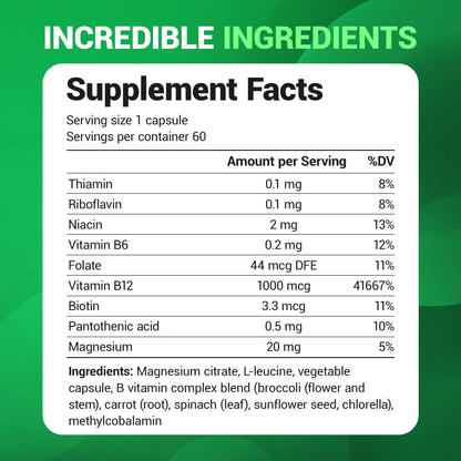 Dr. Berg Vitamin B12 1000 mcg with B Complex | Methylcobalamin for Energy, Nerve Health & Cognitive Function | 60 Capsules