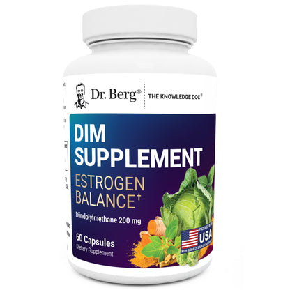 Dr. Berg DIM Supplement for Estrogen Balance – Diindolylmethane + Black Pepper, 60 Capsules