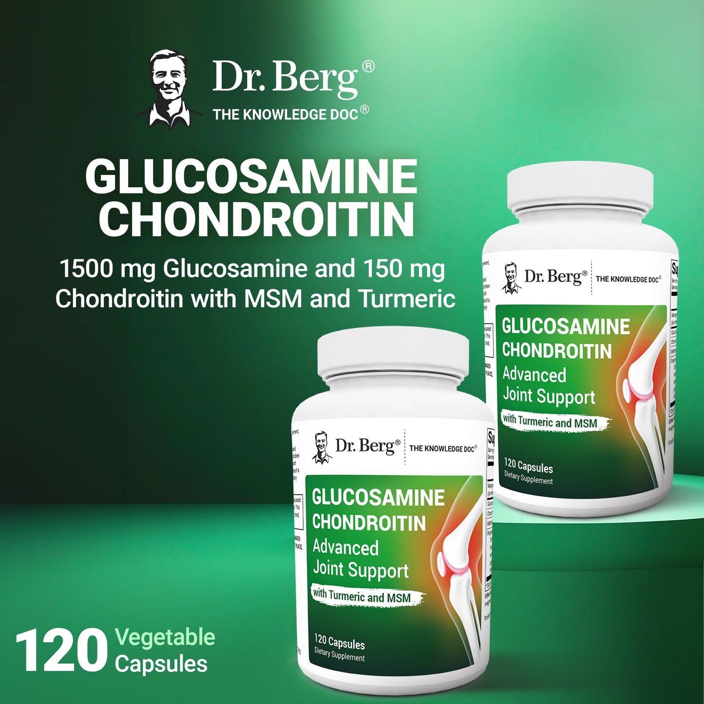 Dr. Berg Glucosamine Chondroitin MSM Turmeric & Boswellia – Advanced Joint Support with 1500 mg Glucosamine Sulfate (120 Capsules)