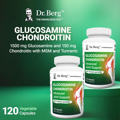 Dr. Berg Glucosamine Chondroitin MSM Turmeric & Boswellia – Advanced Joint Support with 1500 mg Glucosamine Sulfate (120 Capsules)