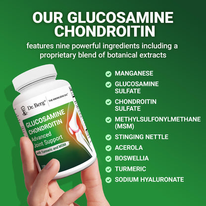 Dr. Berg Glucosamine Chondroitin MSM Turmeric & Boswellia – Advanced Joint Support with 1500 mg Glucosamine Sulfate (120 Capsules)