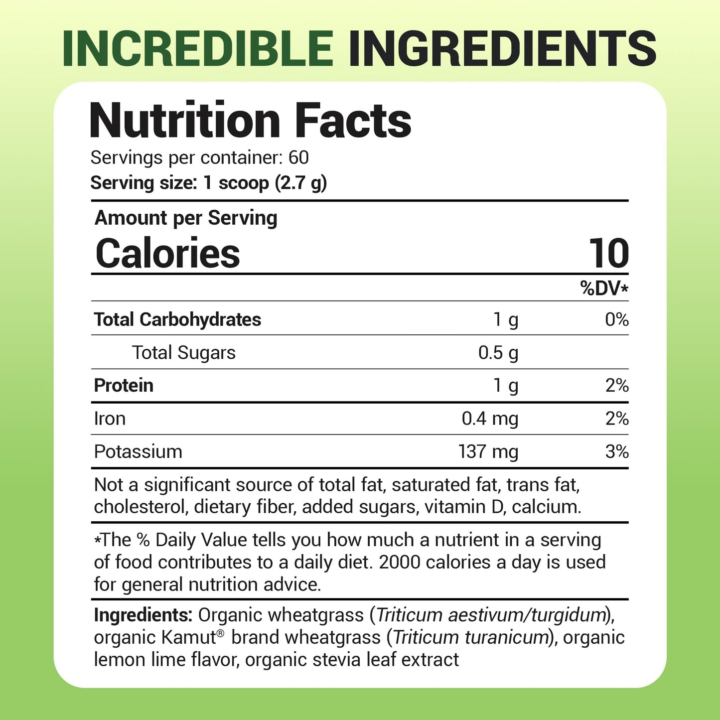Dr. Berg USDA Organic Green Powder Superfood – Lemon Flavor, 60 Servings