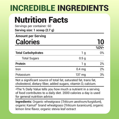 Dr. Berg USDA Organic Green Powder Superfood – Lemon Flavor, 60 Servings