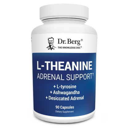Dr. Berg L-Theanine 200mg - Adrenal Support, Stress Relief & Mental Clarity - 90 Gelatin Capsules