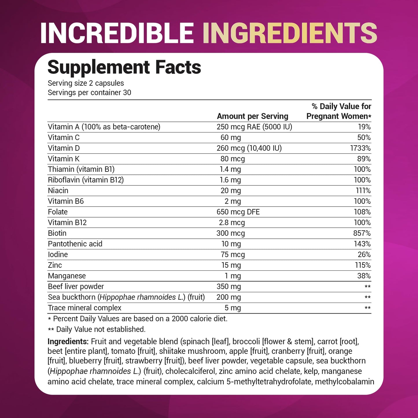 Dr. Berg Natural Prenatal Vitamins for Women – Folate, Omegas & 11 Superfoods | 60 Capsules
