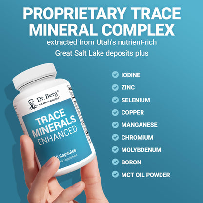 Dr. Berg Trace Minerals Enhanced Complex – 70+ Minerals with 10 mg Zinc | 60 Capsules