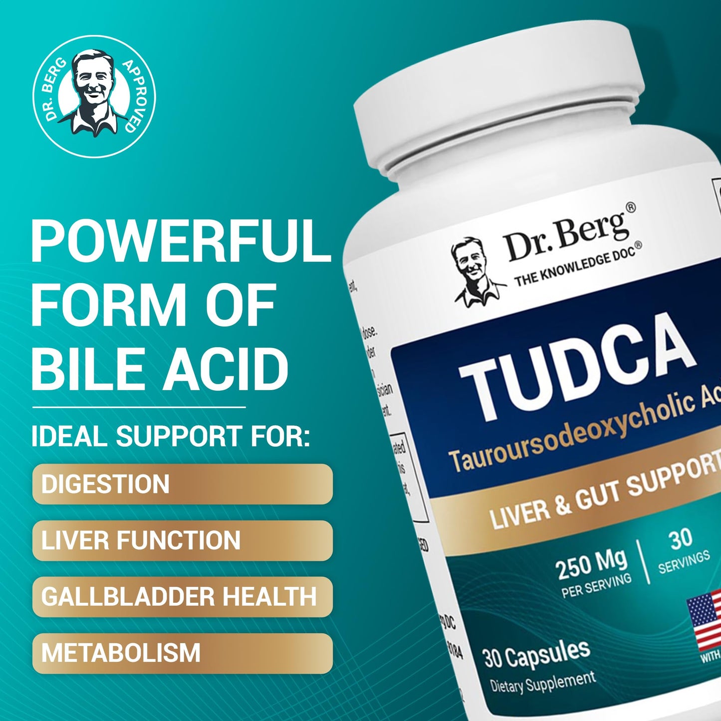 Dr. Berg TUDCA Supplement – Liver Health & Digestive Support (30 Capsules)