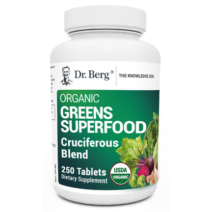 Dr Berg Nutritionals Greens Superfood Tablets – 11 Phytonutrient Cruciferous Veg, 250 Tablets
