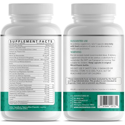 Dr Brad Stanfield Daily Low Dose MultiVitamin & Mineral for Brain Health, Skin Hydration & Exercise Support – 150 Count