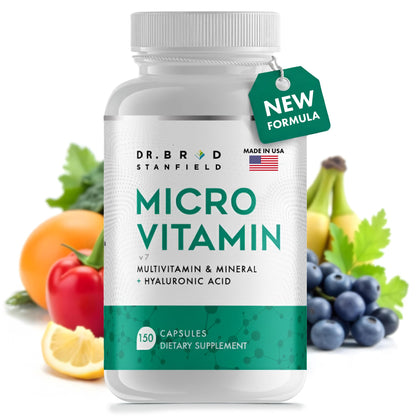 Dr Brad Stanfield Daily Low Dose MultiVitamin & Mineral for Brain Health, Skin Hydration & Exercise Support – 150 Count