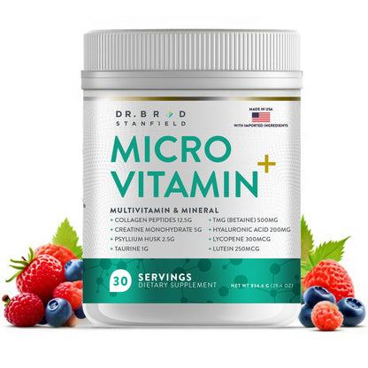Dr Brad Stanfield MicroVitamin+ Collagen Peptides + Creatine + Hyaluronic Acid (30 Servings, Mixed Berry)