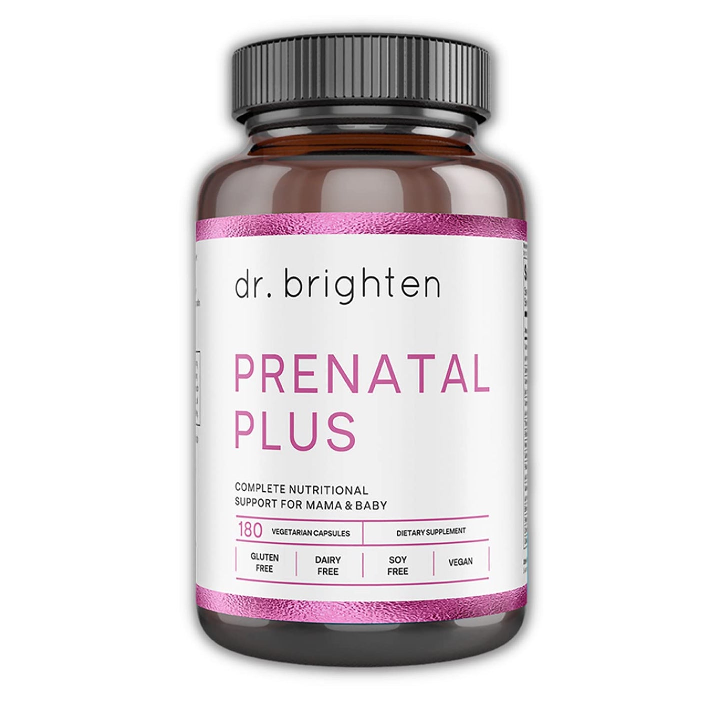 Dr. Brighten Prenatal Plus - Women's Formulation, Active B Vitamins, Minerals, Antioxidants for Pregnant or Nursing Mothers, Non-GMO Vegan, No Gluten, No Soy - 180 Capsules