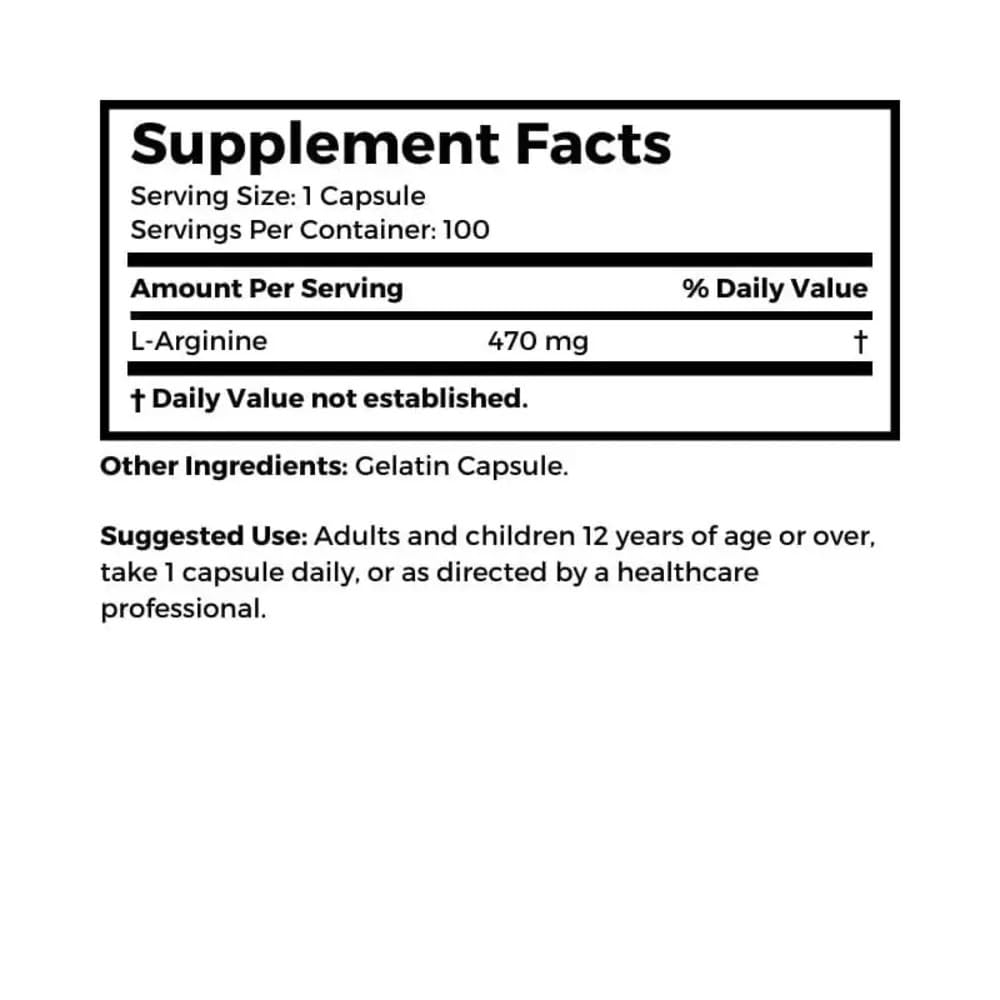 Dr. Clark Arginine 500mg – 100 Gelatin Capsules
