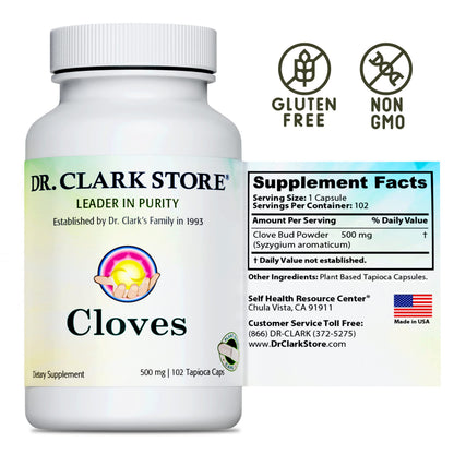 Dr Clark Store Cloves Vegetarian, 500mg, 102 Capsules – Supports Liver Health and Blood Circulation