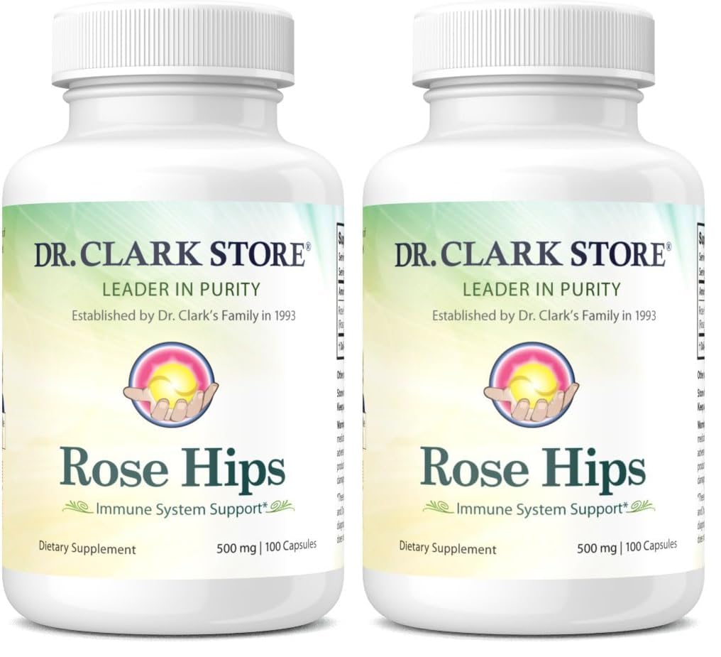 Dr Clark Store Rose HIPS Supplement, 500 MG, 100 Gelatin Capsules (Pack of 2)