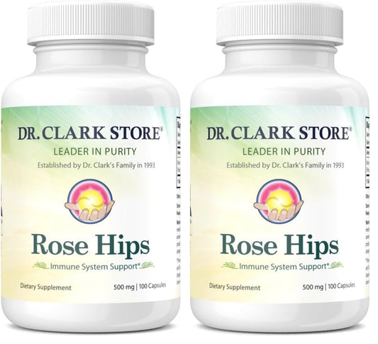 Dr Clark Store Rose HIPS Supplement, 500 MG, 100 Gelatin Capsules (Pack of 2)