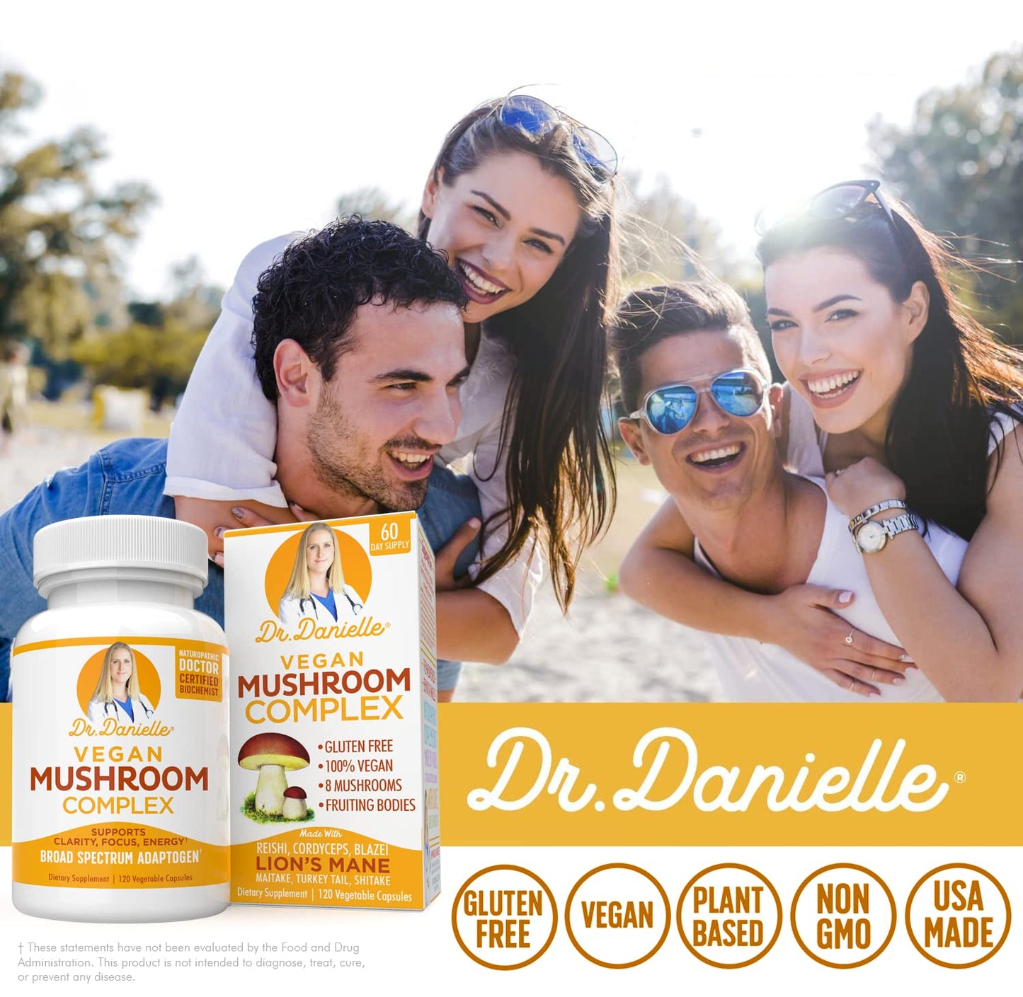 Organic Mushroom Complex for Immune Support - Lion's Mane, Cordyceps & Reishi | Dr. Danielle
