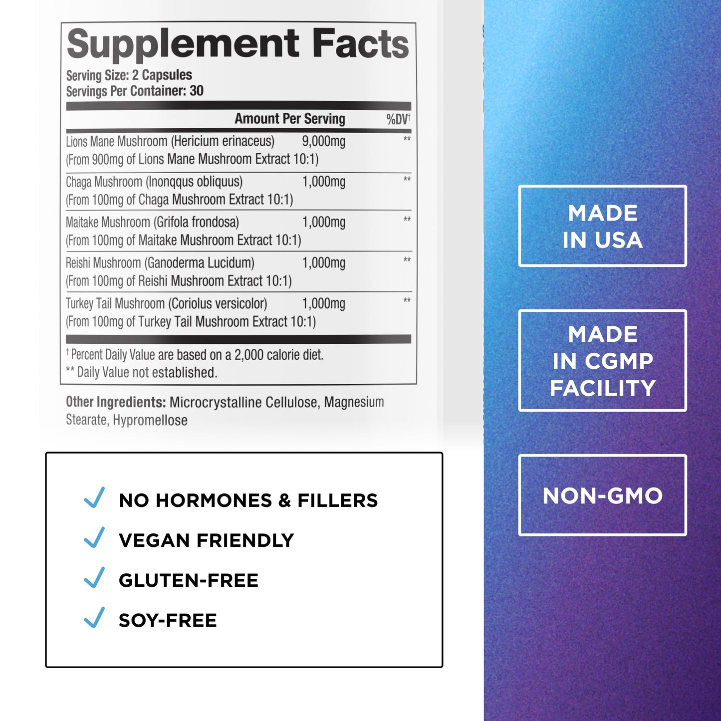 Dr. Emil Nutrition 9000mg Lion's Mane Capsules – Organic Mushroom Blend with Chaga, Reishi & Maitake