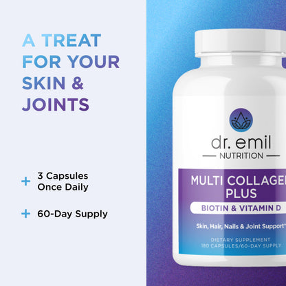 DR. EMIL NUTRITION Multi Collagen Peptides Plus Biotin & Vitamin D — Hair, Skin & Nails Support, 60 Servings