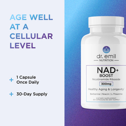 DR. EMIL NUTRITION NAD+ Boost – Nicotinamide Riboside NAD+ Supplement for Longevity, Healthy Aging & Cellular Regeneration | Berberine, L-Theanine & Niacin | 30-Day Supply