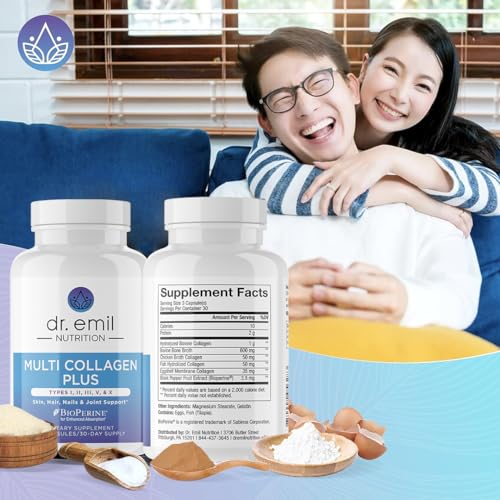 DR. EMIL NUTRITION Women's Multi Collagen Pills | Hydrolyzed Collagen for Hair, Skin, Nails & Joints | Types I, II, III, V & X | 90 Capsules