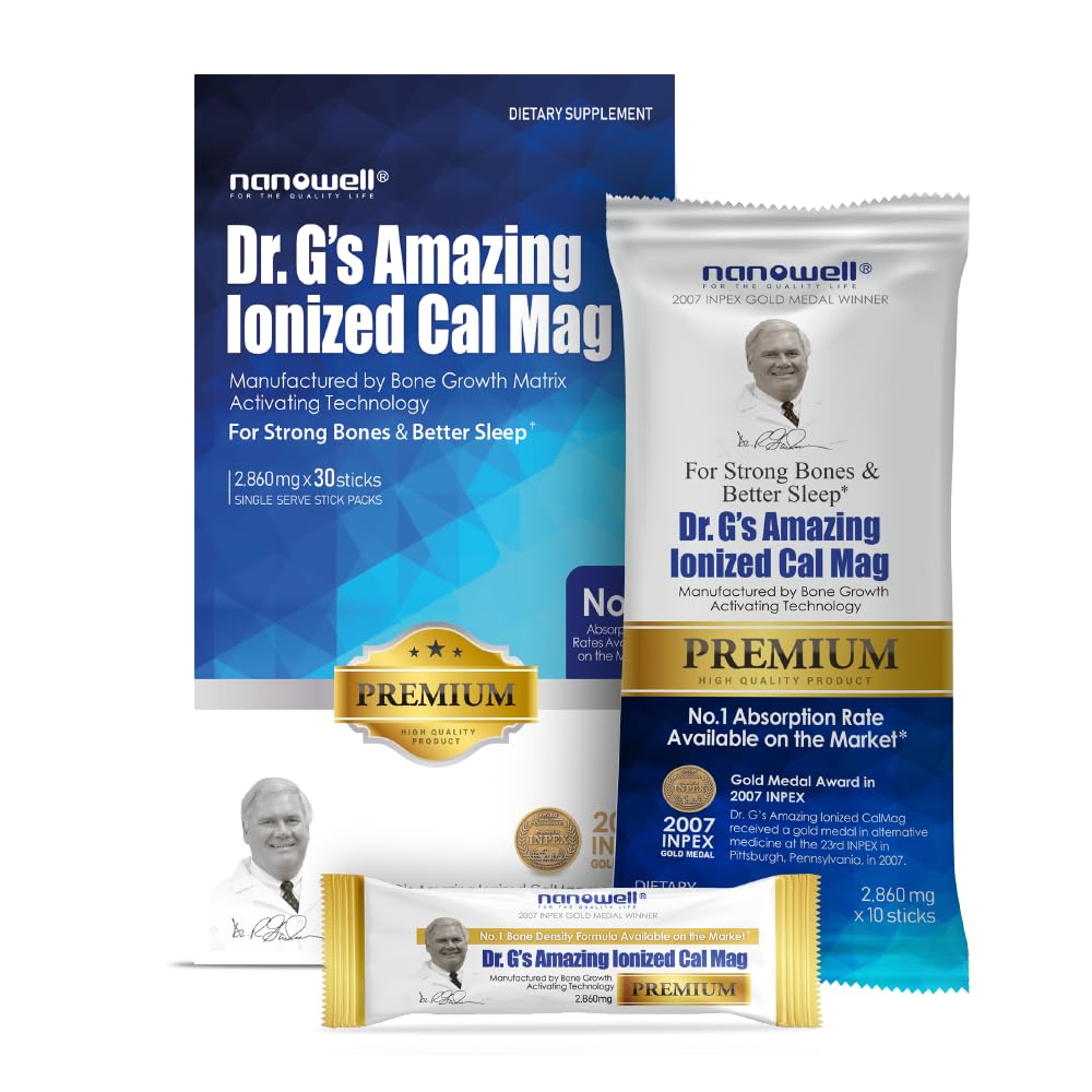 Dr. G's Ionized Cal Mag 2,860mg - Premium Calcium & Magnesium Bone Strength Supplement | 30 Sticks