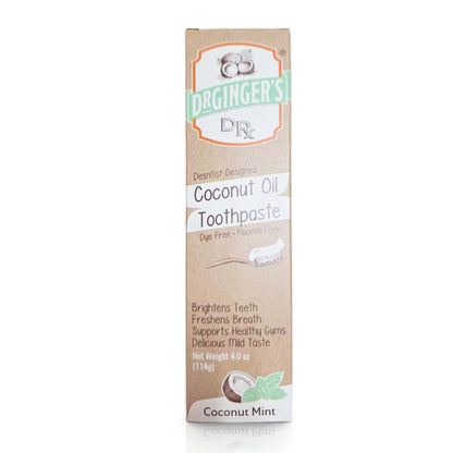 Dr. Ginger's Coconut Oil Fluoride-Free 4oz | Natural Toothpaste, Dentist Formulated
