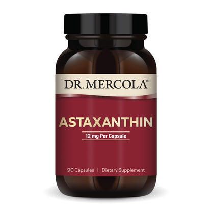 Dr. Mercola Organic Astaxanthin 12 mg – 90 Capsules | Organic Microalgae Extract, Non-GMO, Gluten-Free, Soy-Free