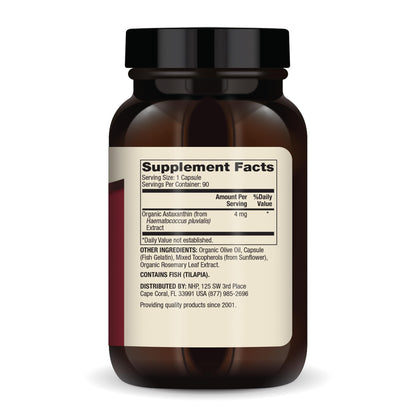 Dr. Mercola Organic Astaxanthin 4 mg - 90 Capsules | Organic Microalgae Extract, Non-GMO