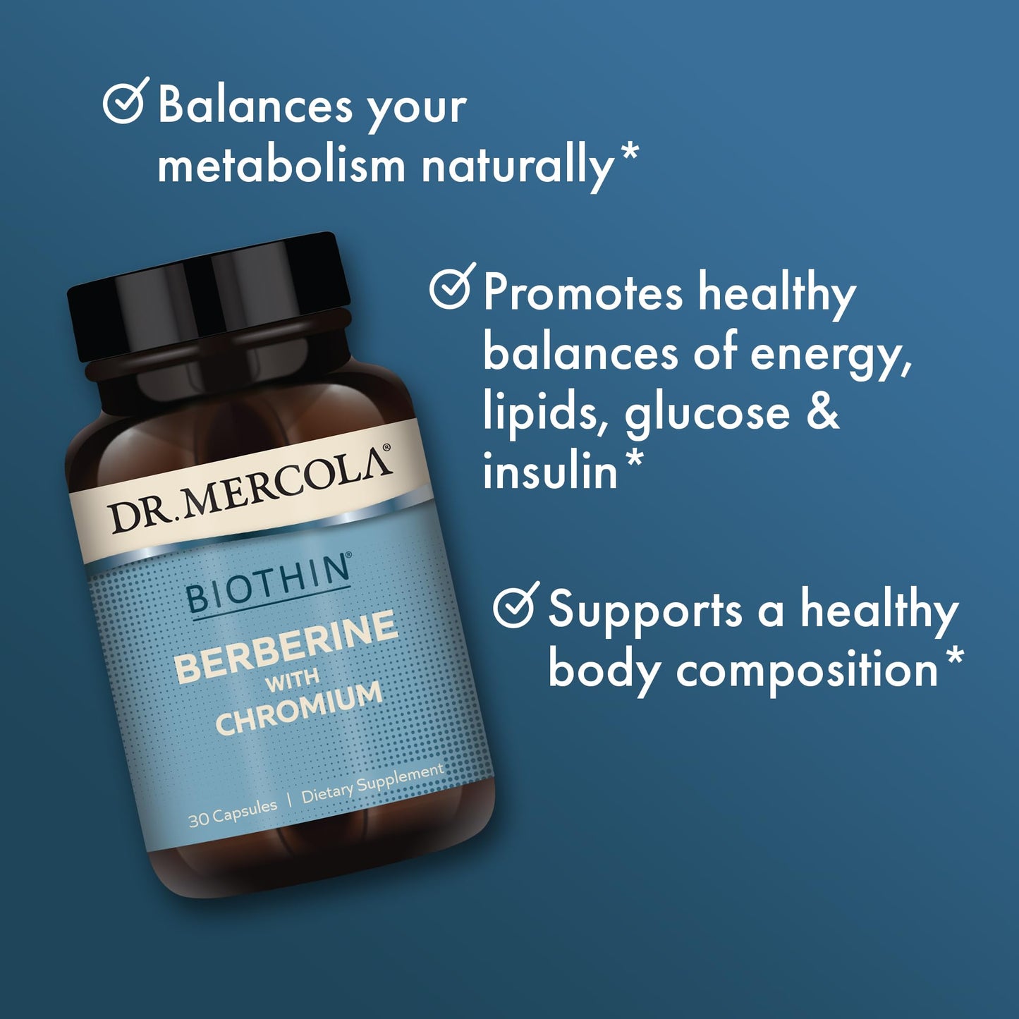 Dr. Mercola Biothin Berberine - Chromium - Enhanced Absorption - 30 Capsules