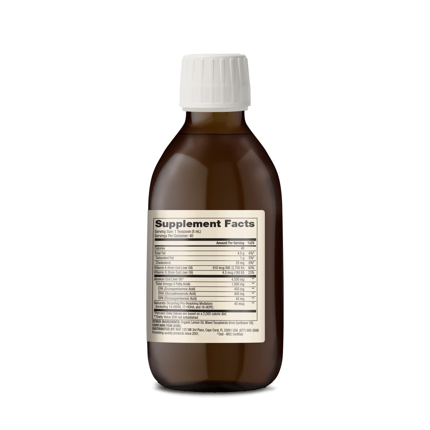 Dr. Mercola Cod Liver Oil – Wild Caught Alaskan, 6.8 oz, 1000 mg Omega-3, MSC Certified, Non-GMO