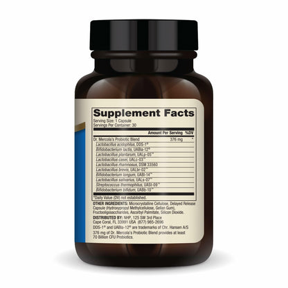 Dr. Mercola Complete Probiotics 70 Billion CFU - 30 Capsules, 10 Strains, Shelf-Stable, GMO-Free, Gluten-Free & Soy-Free