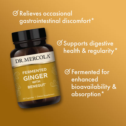 Dr. Mercola Fermented Ginger with Benegut – Supports Digestive & Gut Health | 60 Capsules