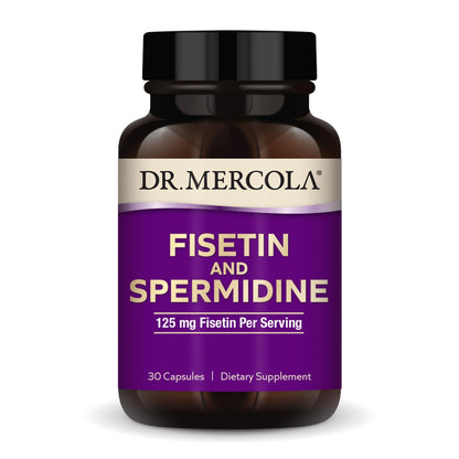 Dr. Mercola Fisetin & Spermidine – 30 Capsules, 125 mg Fisetin | Non-GMO, Gluten Free, Soy Free