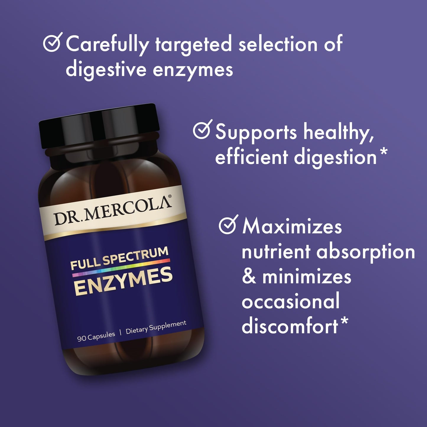 Dr. Mercola Full Spectrum Enzymes – 22 Enzymes | Digestive & Immune Support | Non-GMO, Gluten-Free & Soy-Free | 90 Capsules (3 Pack)