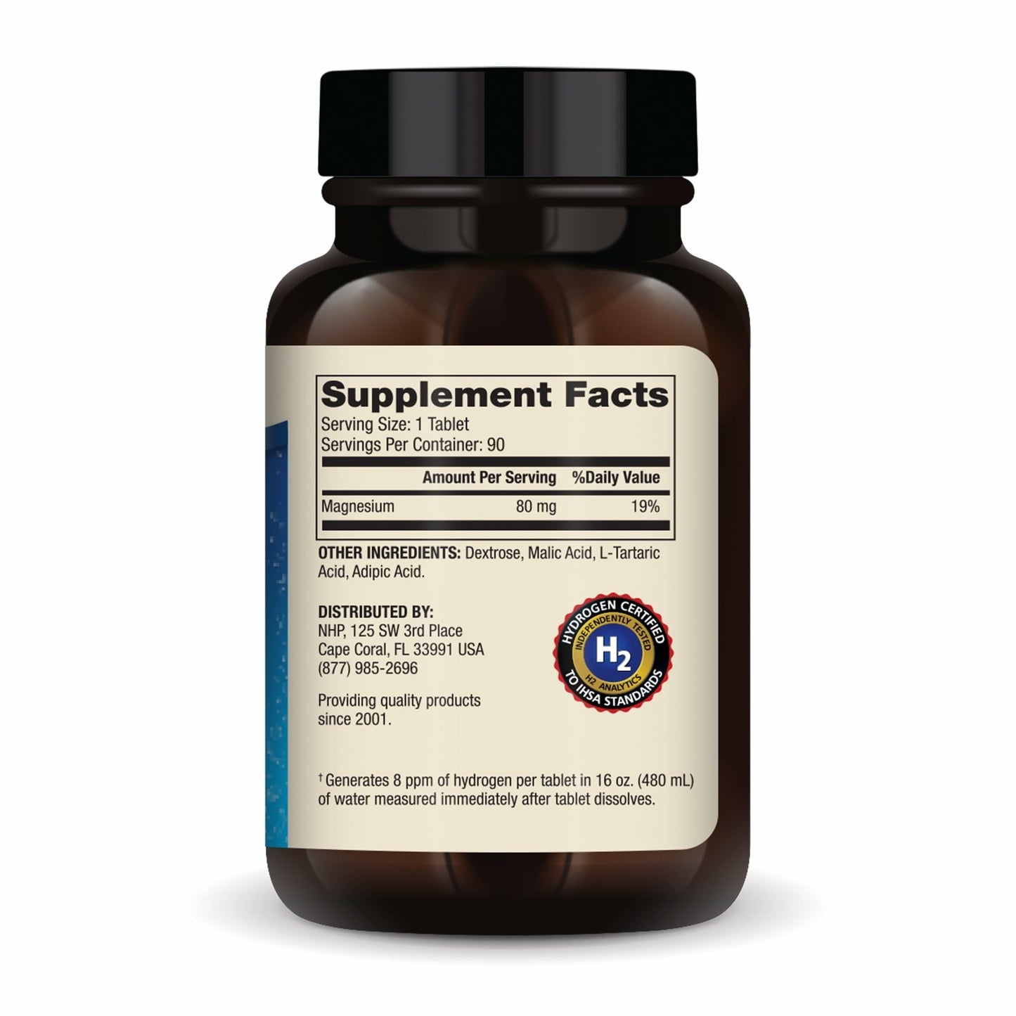 Dr. Mercola H2 Molecular Hydrogen with Elemental Magnesium - 90 Tablets (GMO-Free, Gluten-Free, Soy-Free)