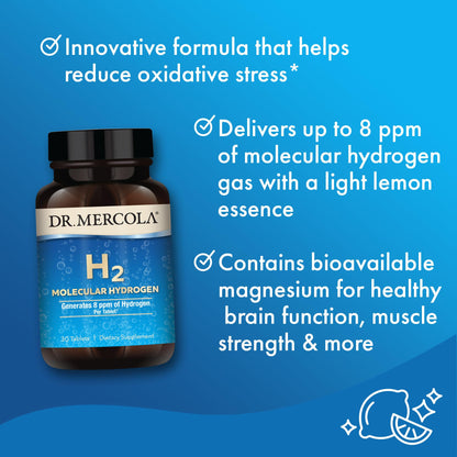 Dr. Mercola H2 Molecular Hydrogen - Supports Healthy Aging, Cellular Energy & Brain Health