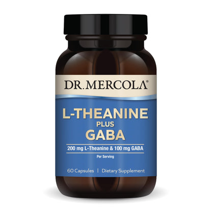 Dr. Mercola L-Theanine Plus GABA, 60 Capsules  Non-GMO, Gluten Free, Soy Free