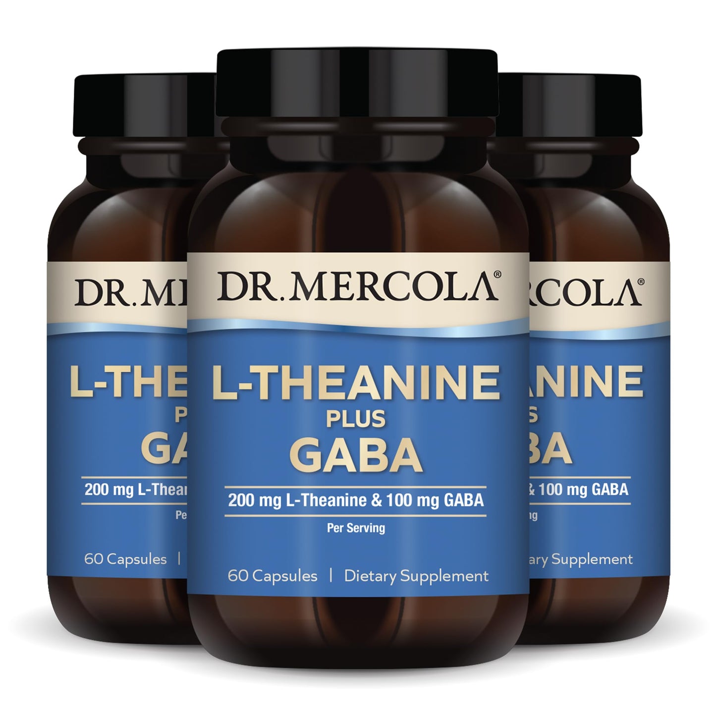 Dr. Mercola L-Theanine Plus GABA, 60 Capsules  Non-GMO, Gluten Free, Soy Free