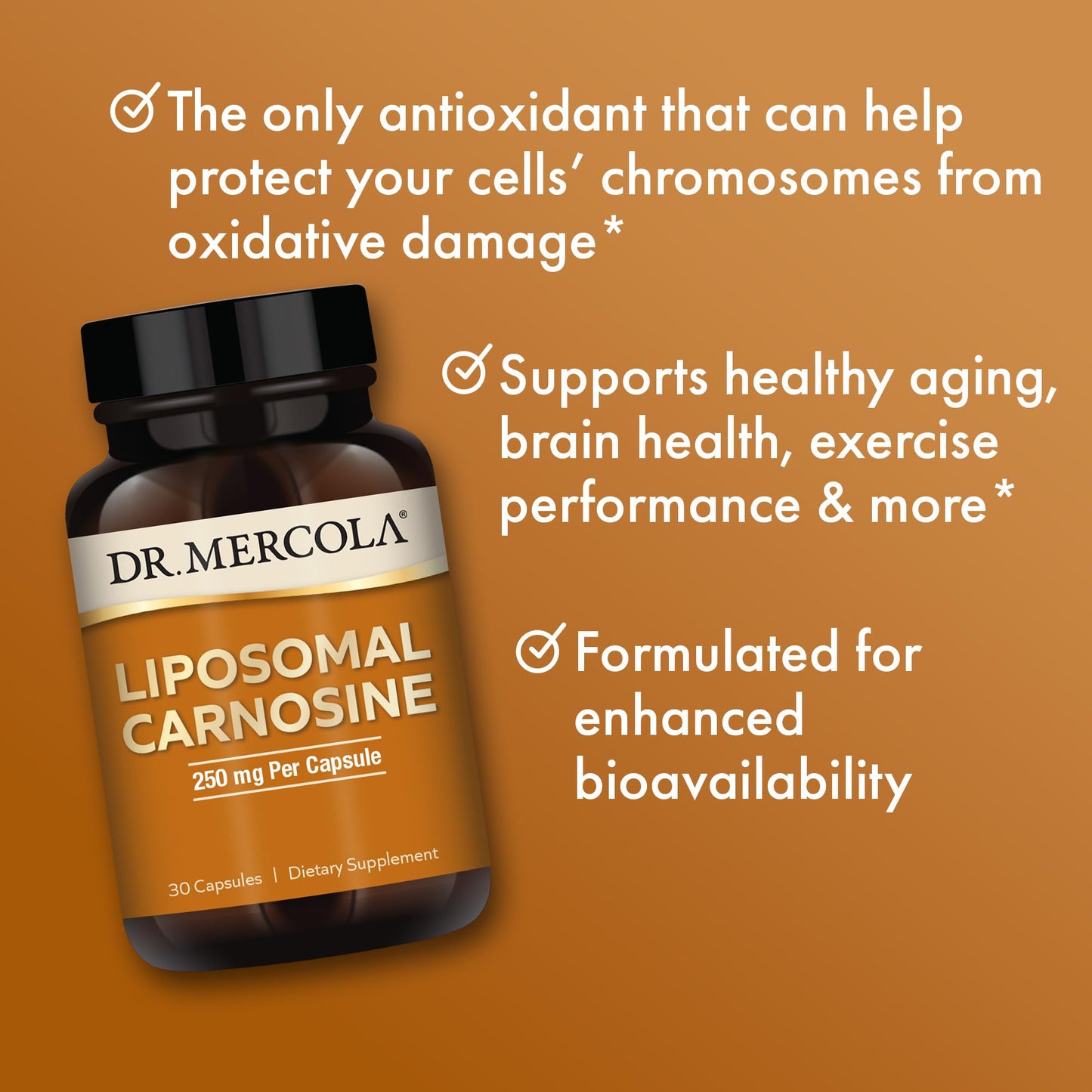 Dr. Mercola Liposomal Carnosine 250mg | 30 Servings, Non-GMO Dietary Supplement