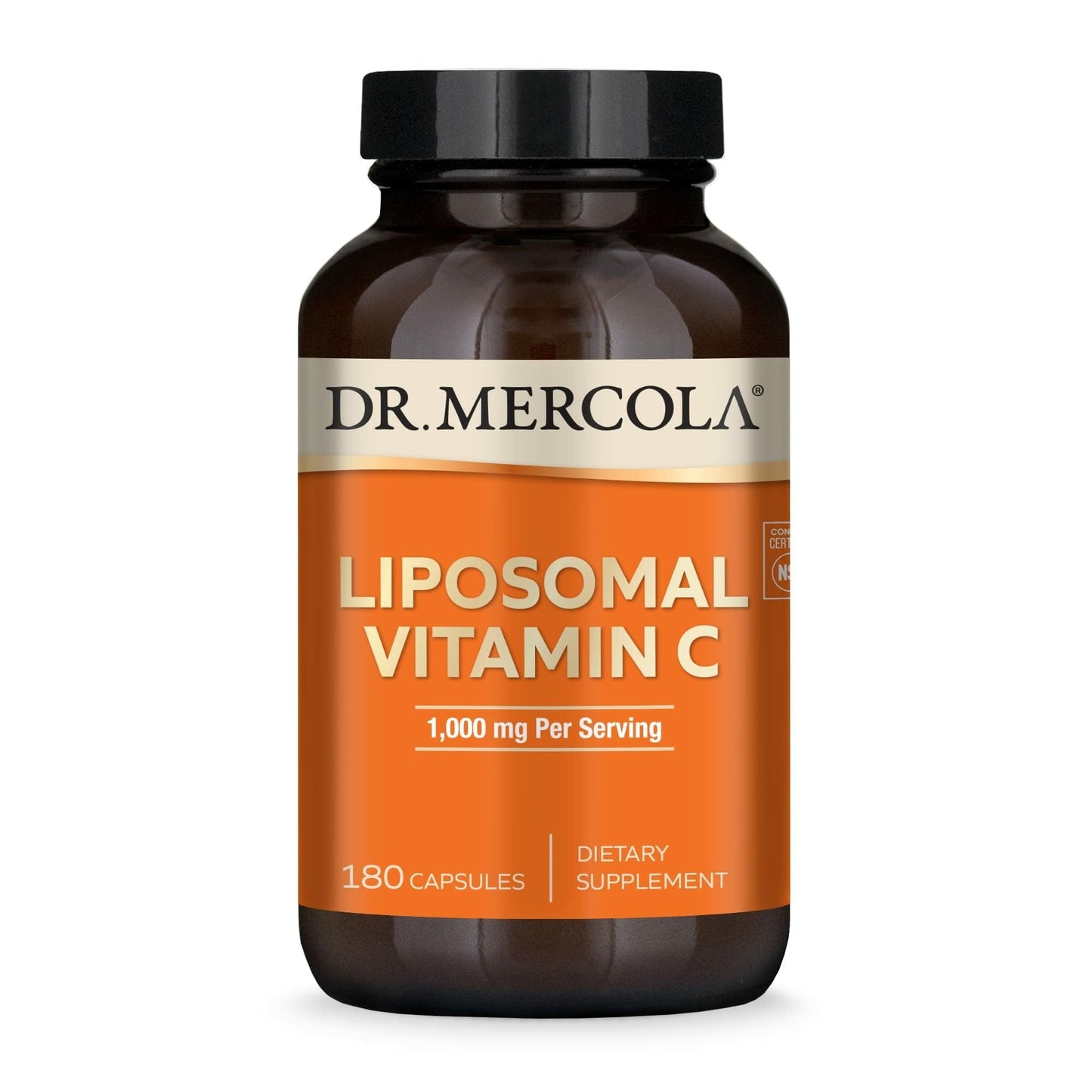 Dr. Mercola Liposomal Vitamin C - 1,000 mg Bioavailable Vitamin C - Immune, Brain, Heart & Eye Support - 180 Capsules
