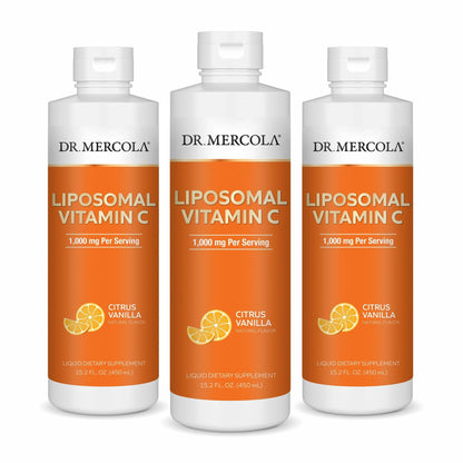 Dr. Mercola Liposomal Vitamin C – 1,000 mg per Serving, Citrus Vanilla (450 mL) | 3 Pack