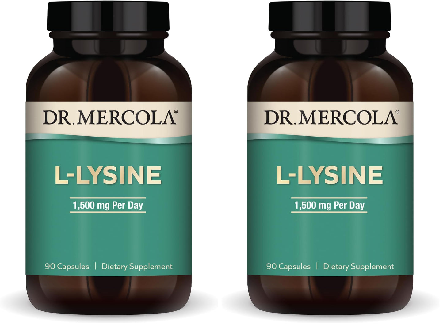 Dr. Mercola L-Lysine 1500 mg – 90 Capsules (Pack of 2) | Non-GMO, Gluten Free, Soy Free