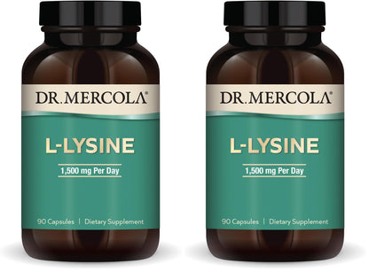 Dr. Mercola L-Lysine 1500 mg – 90 Capsules (Pack of 2) | Non-GMO, Gluten Free, Soy Free