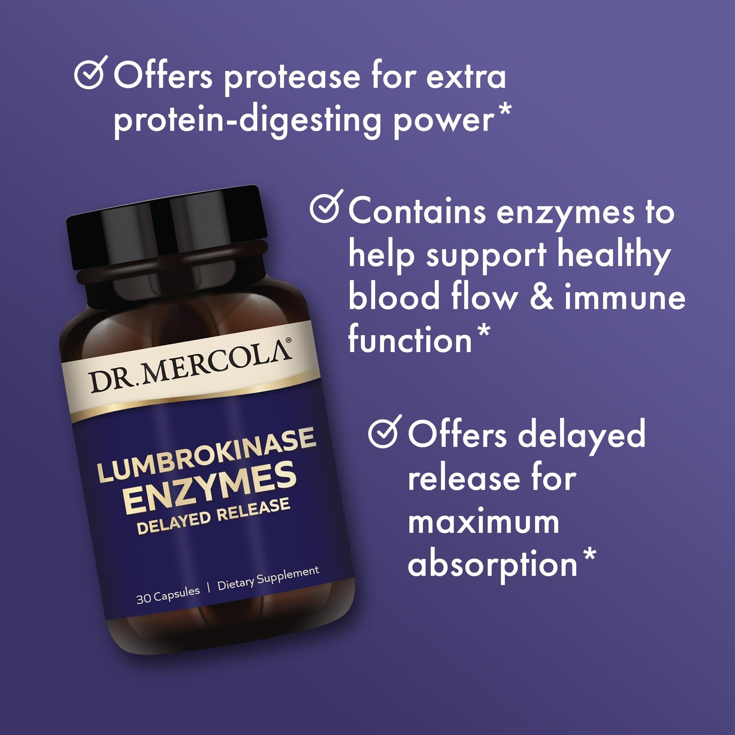 Dr. Mercola Lumbrokinase Enzymes – Delayed Release Formula | Cardiovascular & Energy Support – Non-GMO, Gluten-Free, Soy-Free
